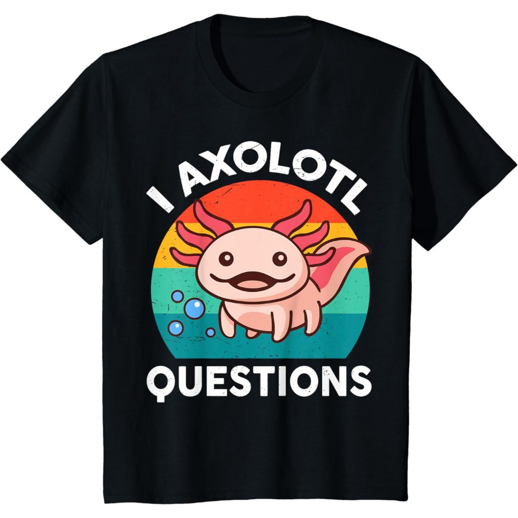 Kaos Baju Atasan Anak I Axolotl Questions Shirt Kids Cute Axolotl Retro Vintage T-Shirt