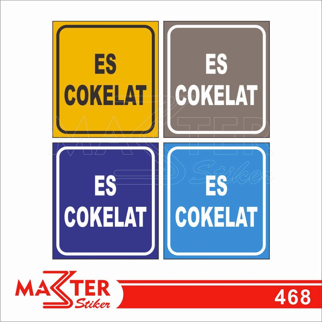 

468 - Stiker Custom Es Coklat, Nama/Merk Dagang/Jualan, Vinyl, Tahan Air, Termurah, dan Bisa Custom