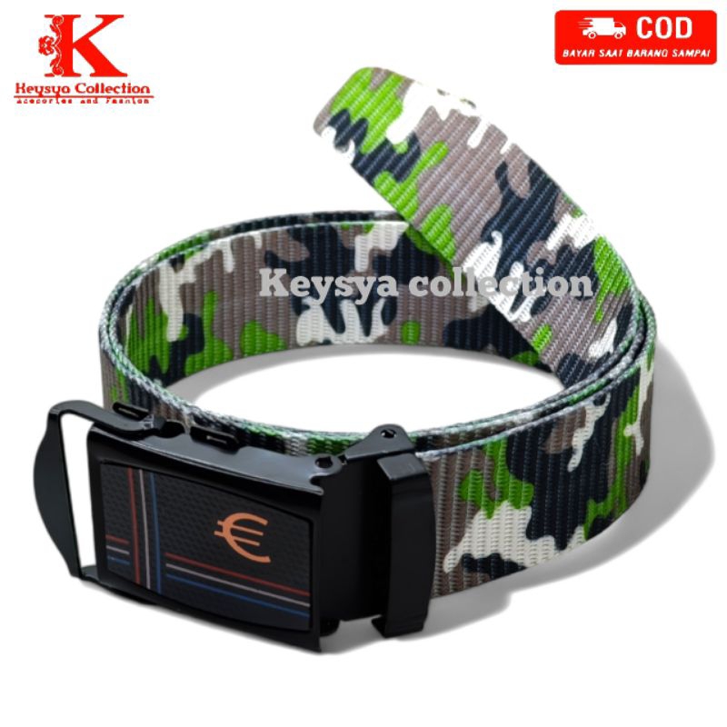 [K&C] Ikat Pinggang Pria Nylon Canvas Loreng Sabuk Pria Nylon Canvas Kepala Besi Gesper Tactical Nyl