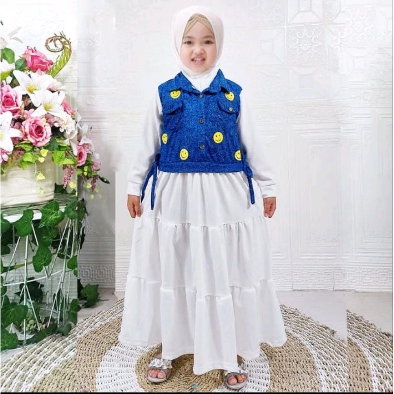 GAMIS DRES ANAK MODEL ROMPI JEANS SERIES ZAHRA (G068)