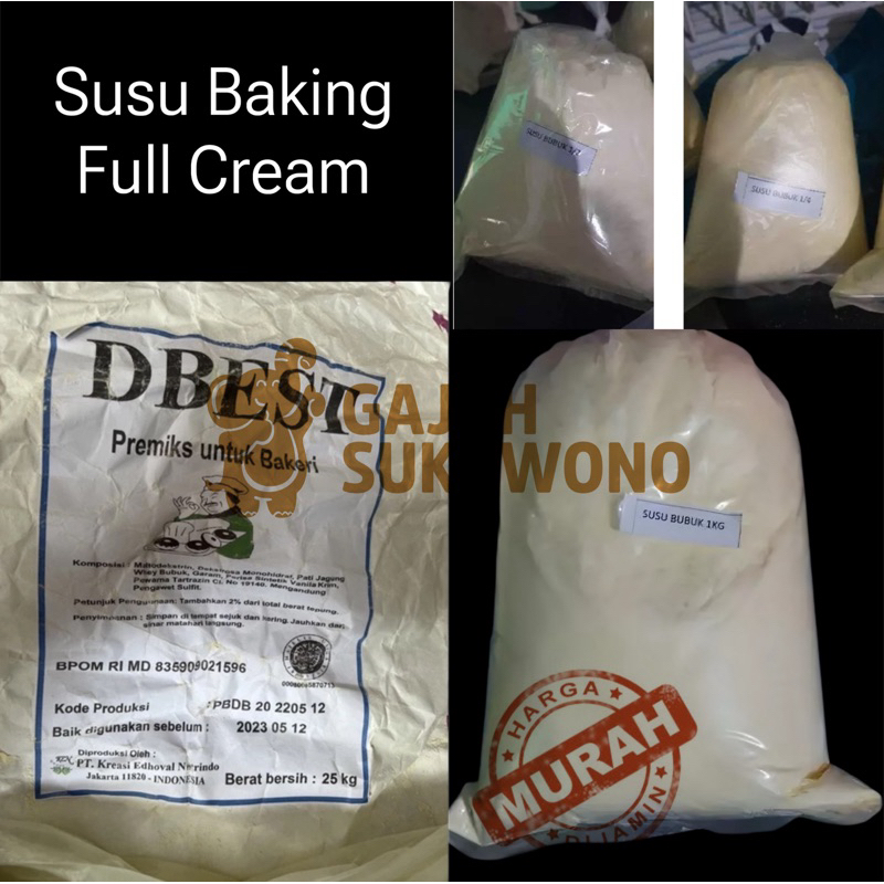 

Susu BAKING bubuk full cream dikemas ulang toko dijual per 250gram