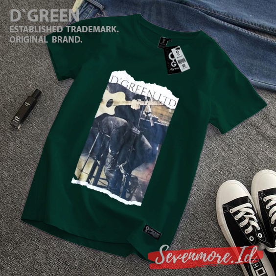 D`GREEN Tshirt Hijau Original Pria Wanita Motif GUITARIST / Kaos Greenlight Original / Baju Kaos Ari