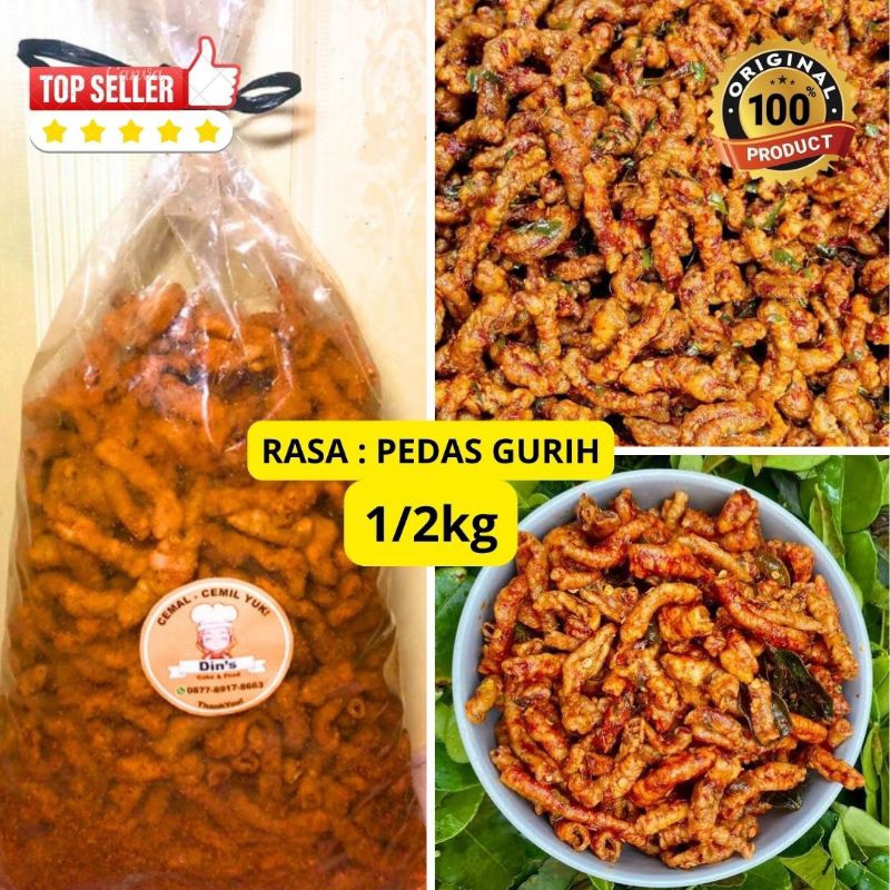 

Kripik Usus Super Crispy Pedas 1kg dan 1/2kg Higienis