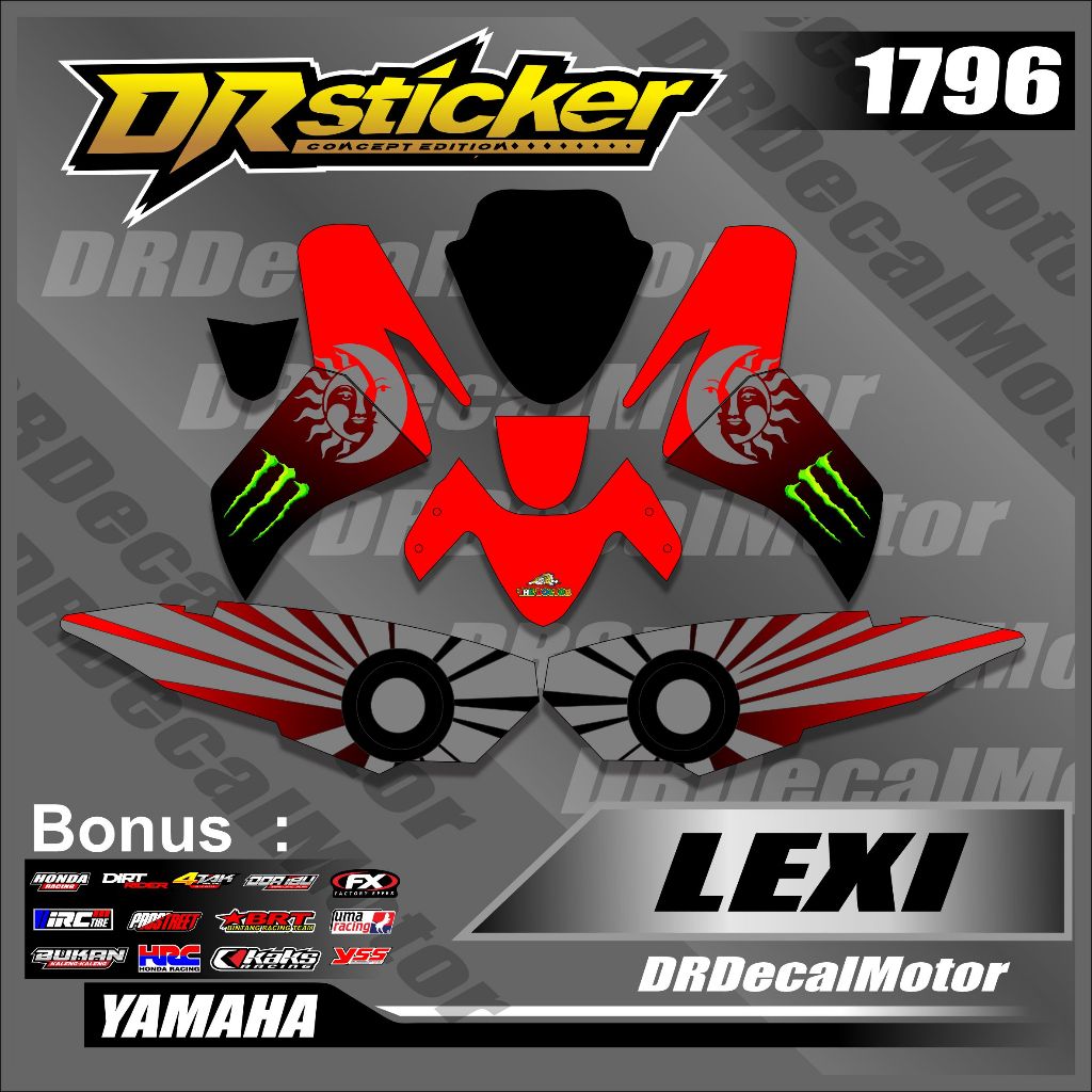 [BARU] STIKER DECAL LIS MOTOR LEXI VARIASI 2 WARNA MERAH GRADASI HITAM - DECAL LEXI