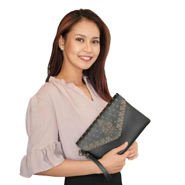 Leswan - Tas Tangan Handbag Wanita Kekinian Batik Kulit Sapi Asli Original - Aruna Clutch