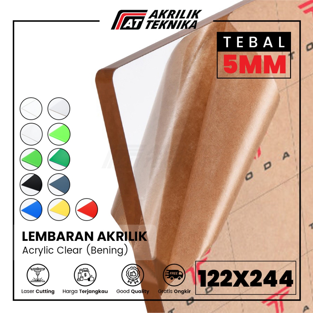 

【TODA】Akrilik 122 x 244 5mm Warna Biru Merah Hijau Hitam Putih Bening Lembaran Acrylic Sheet