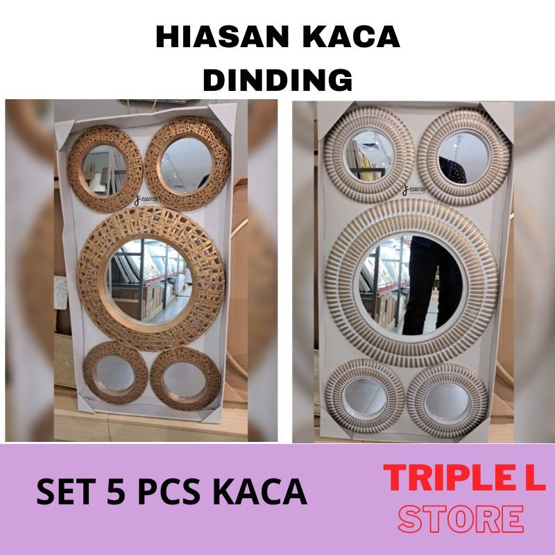 Hiasan Dinding Ruang Tamu Rotan Kaca 5 Pcs Wall Decoration Informa