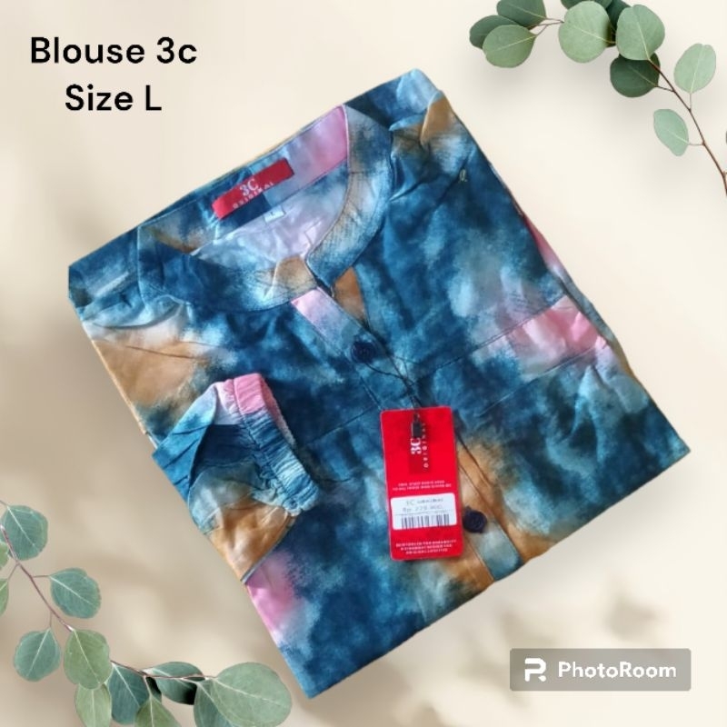 kemeja kotak-kotak blouse 3c original best seller