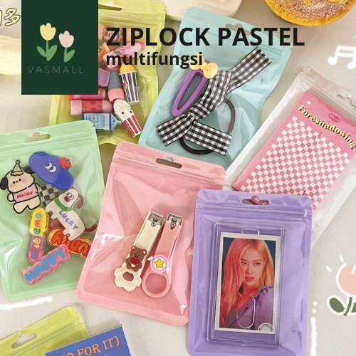 

VASMALL - PLASTIK ZIPLOCK WARNA | FANCY PLASTIK KLIP AKSESORIES | ZIPPER LOCK PASTEL