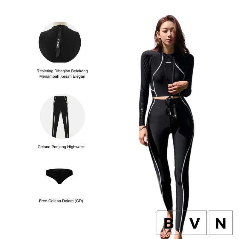 BVN Set Baju Renang Rashguard Wanita Fashion 8078