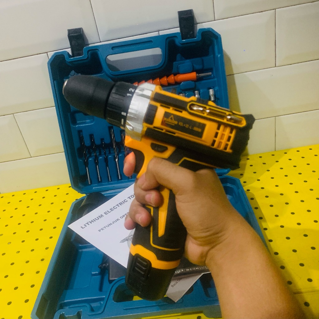 MESIN BOR CORDLESS 10MM 12V + CHARGER CORDLESS DRILL 2 BATERAI YUKIDO