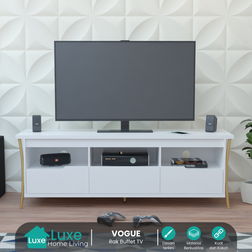 Rak tv besi kokoh meja consol PS besi gold Stand TV