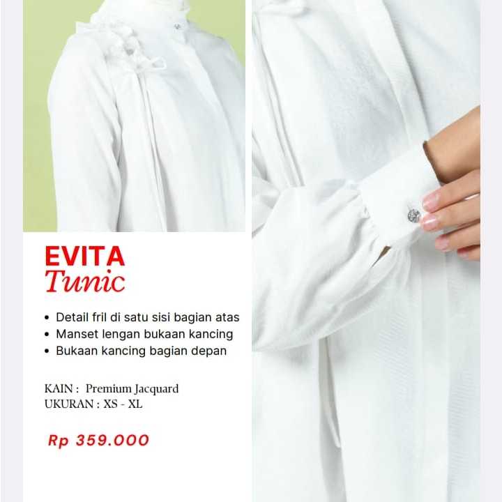 Zoya Atasan Tunik Blouse Kemeja Muslim Wanita Evita Tunik Baju Lebaran 2024