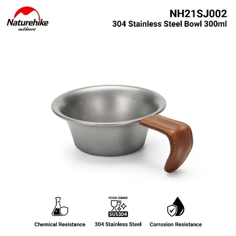 STAINLESS STEEL BOWL 300ML NATUREHIKE NH21SJ002 PORTABLE BOWL STAINLESS STEEL TABLEWARE MANGKOK PIKN
