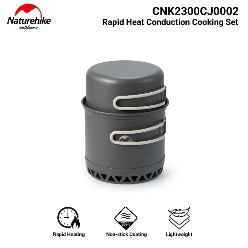 COOKING POT SET NATUREHIKE CNK2300CJ0002 ALAT MASAK ALUMUNIUM PANCI NESTING CAMPING LIGHTWEIGHT  CAM