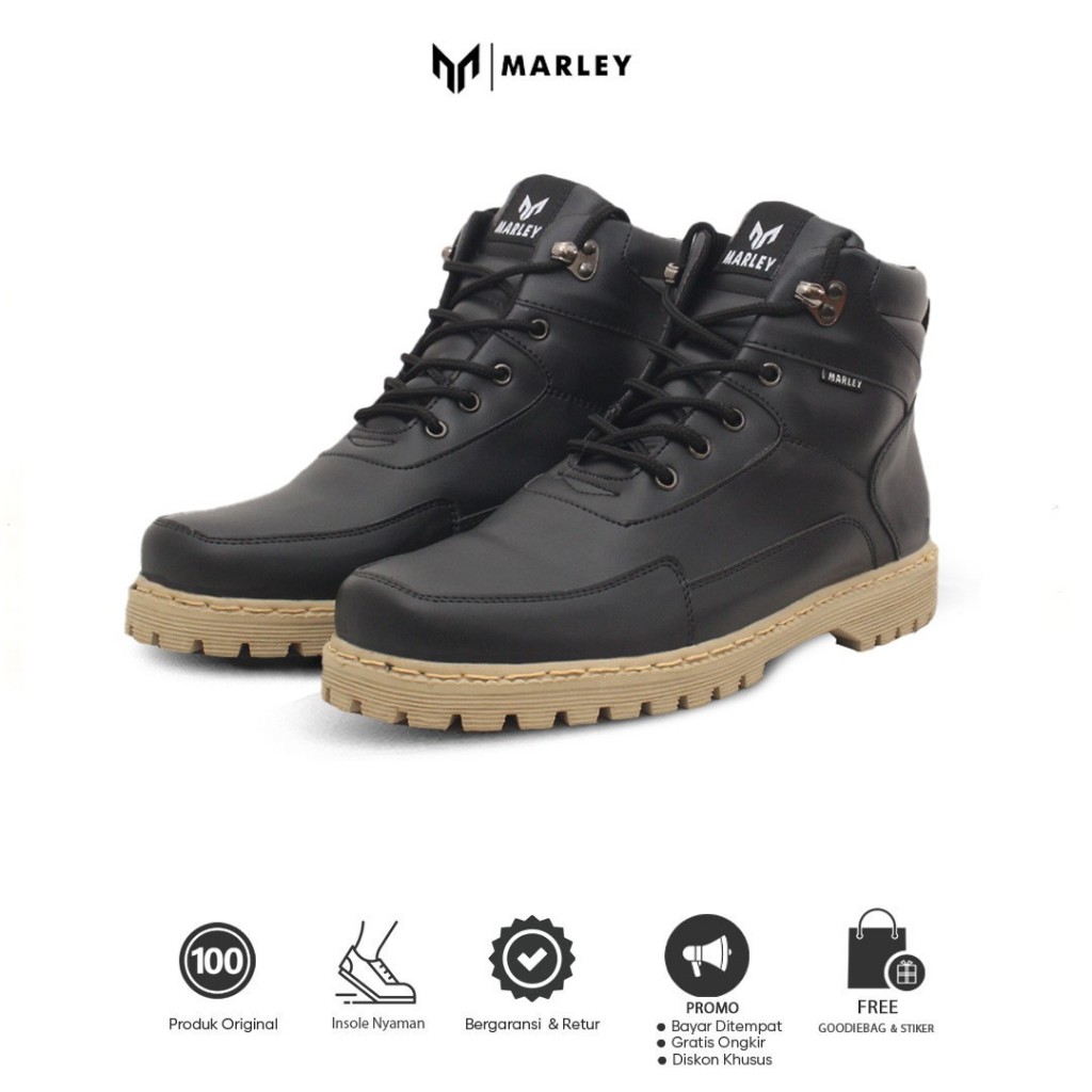 Marley Victor 12 - Sepatu Boots Pria Marley Footwear Sepatu Kets Kuliah Kerja Hangout Hitam