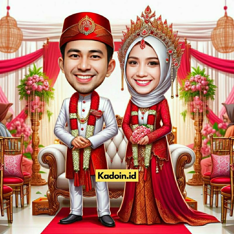 Jasa Edit Karikatur AI Pengantin Untuk Kado Ulang Tahun/Wisuda/Anniversary/Pernikahan dll