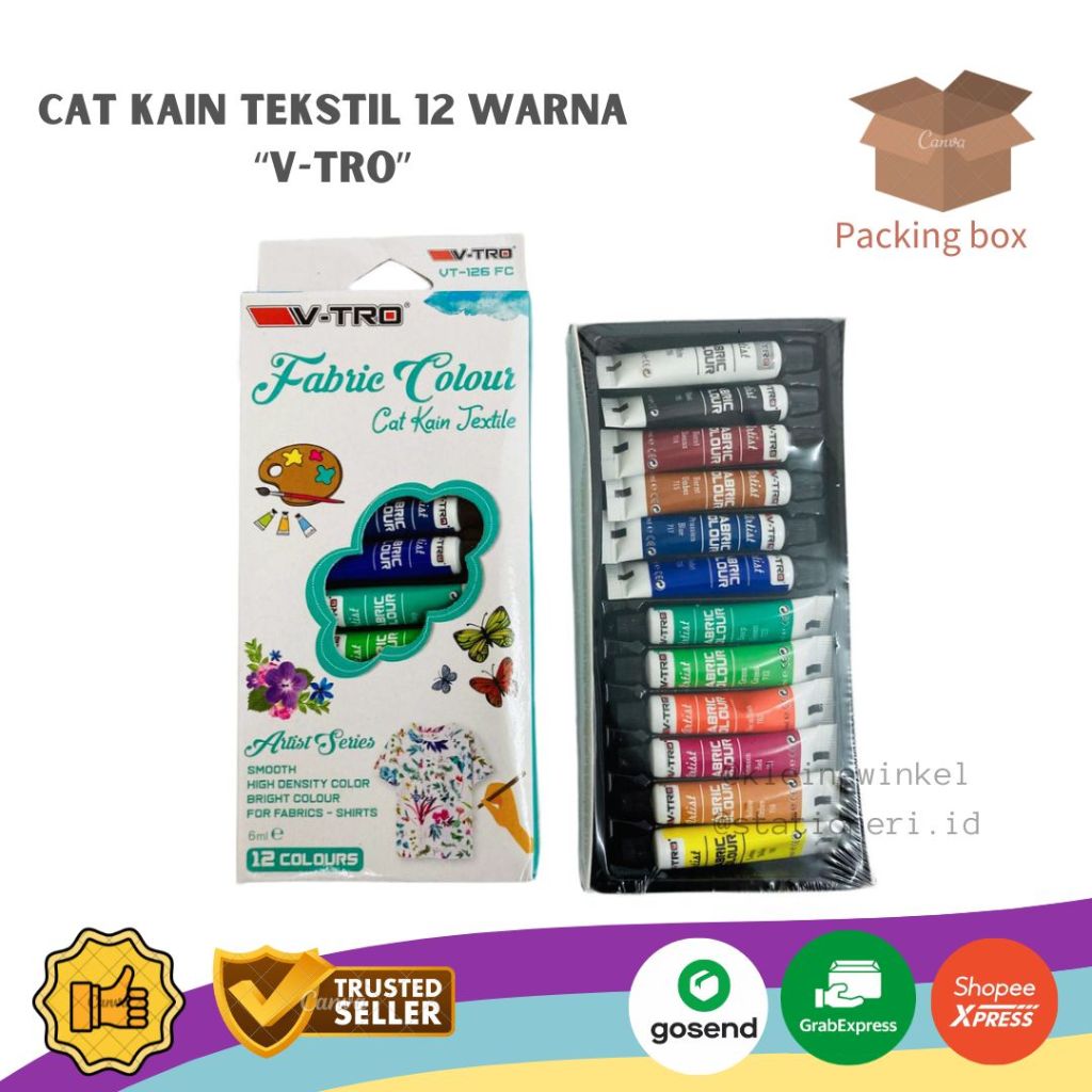 

Fabric Colour Cat Kain Tekstil 12 Warna 6ml [ 1 Set ]