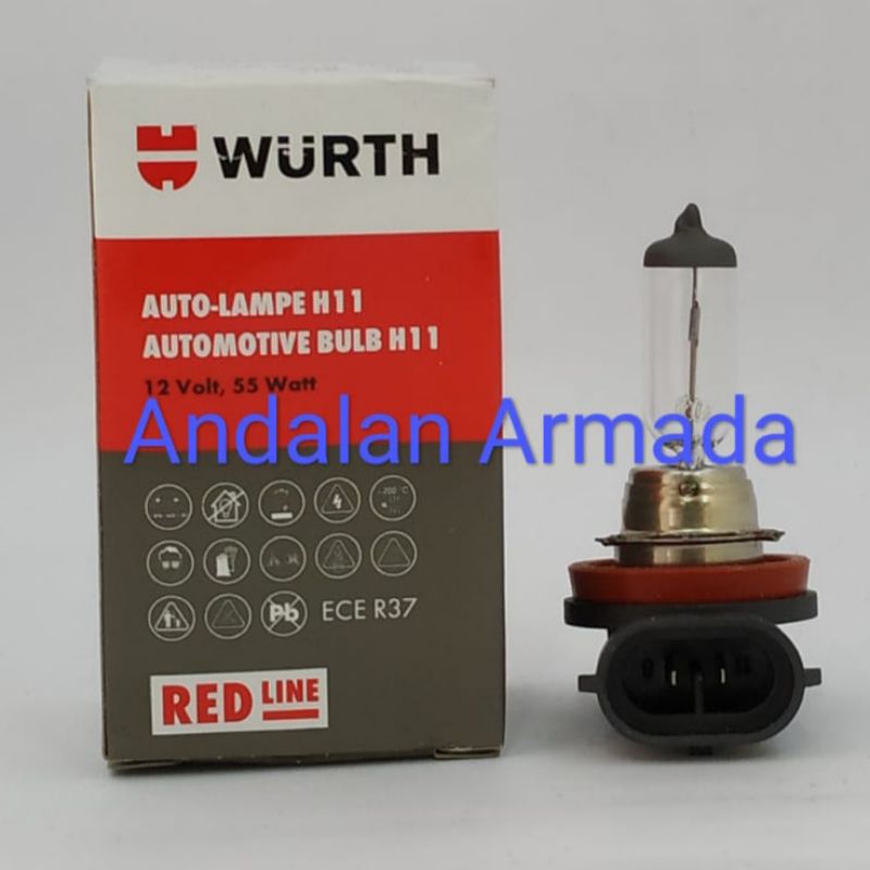 Bohlam Lampu Halogen Wurth H11 12V 55W