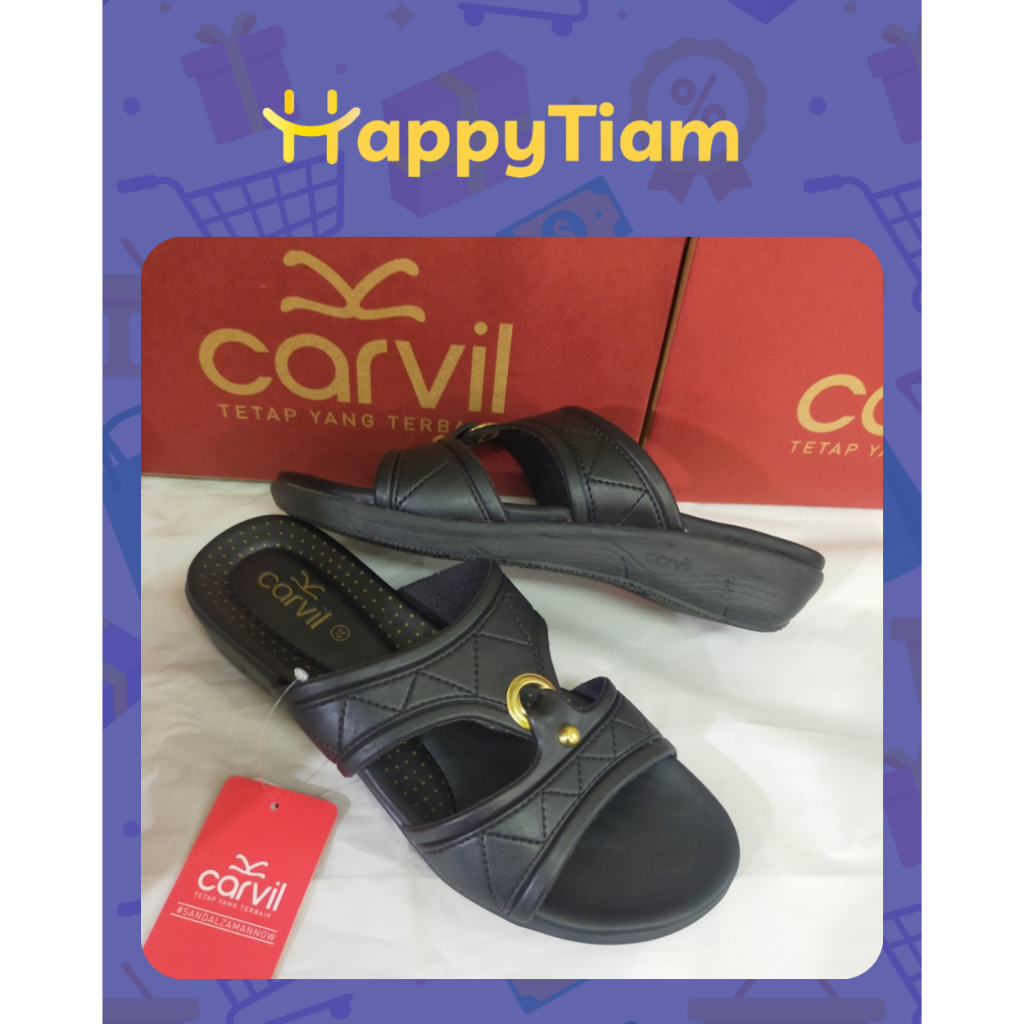 SANDAL WANITA CARVIL ANTIKA 03 BLACK 36 - 40 ORIGINAL ~ SENDAL CEWEK WEDGES HEELS COKLAT HAK FANCY