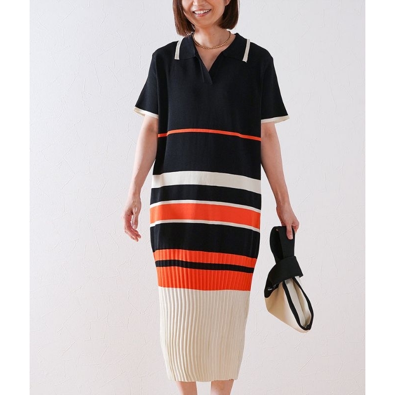 #D8178 Dress Ainsley Rajut Midi Rok Plisket Knit Strech