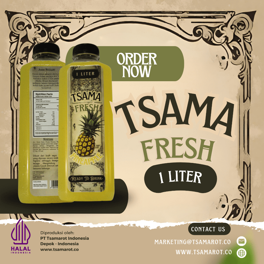 

Tsama Fresh- Pineapple Juice 1L- Jus Nanas - Juice - 1L