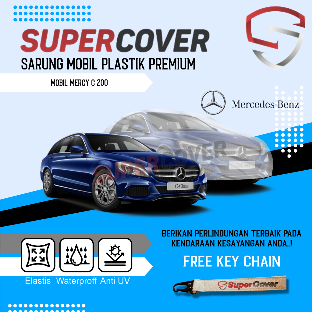 Cover Mobil Transparan SuperCover, Sarung Mobil Plastik Premium, Mobil MERCY C 200 Plastik Supercove