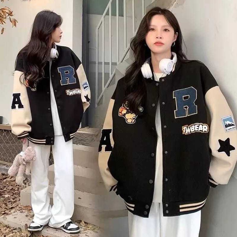 1212 MALL VARSITY JAKET OVERSIZE  R TW BASEBALL VARSITY WANITA  JAKET WANITA KOREAN buruan