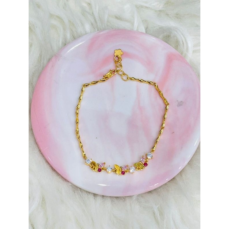 Gelang ulir kupu kupu permata warna cantik kadar 700