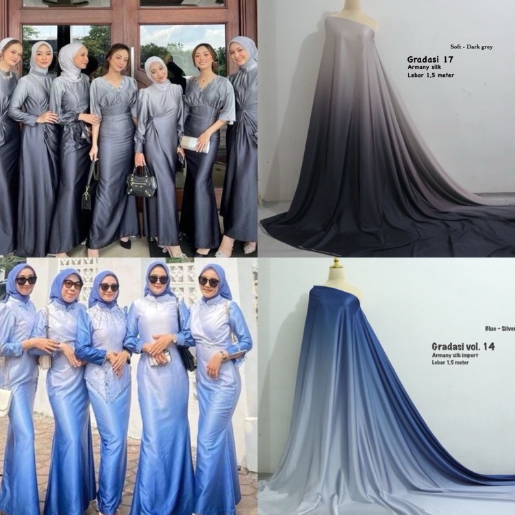 Pasti Tertarik Kain bridesmaid  pagar ayu  gradasi warna  kain ombre  bahan kain 2 warna  bahan kain