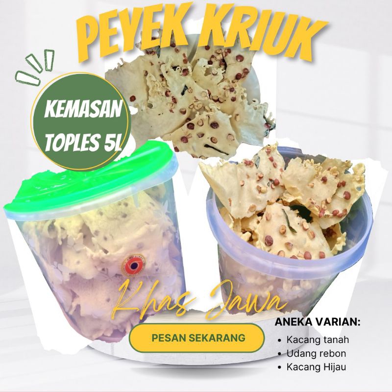 

(TERLARIS) Peyek kriuk/Aneka Rempeyek Gurih Renyah Enak (toples 5L)