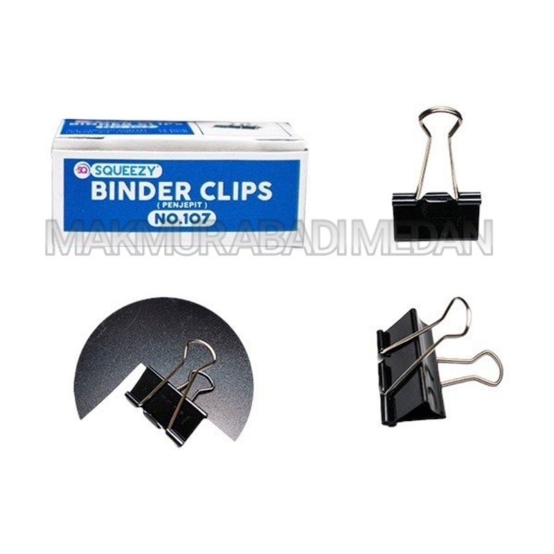 

(1Pack:12Pcs) Binder Clip Ukuran No. 107 19mm Isi 12 Pcs / Penjepit Kertas Hitam / Klip Kertas