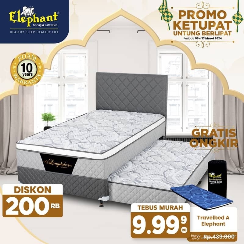 Springbed / Kasur 2 in 1 Elephant Longdale Rebounded