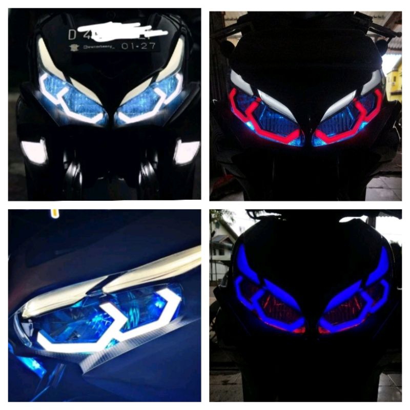 Lampu LED Hexagon Motor Yamaha Aerox 155 Bahan ABS Warna Putih