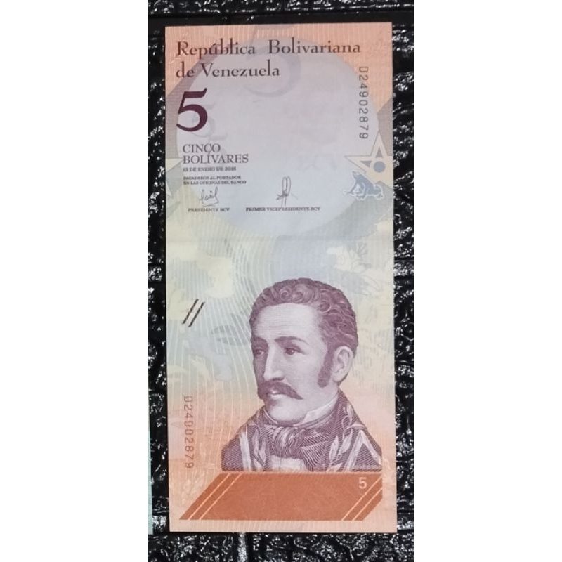 duit kertas kuno asli venezuela 5 bolivares kondisi baru gress unc matauang lama untuk koleksi dan i