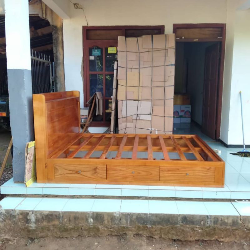 tempat tidur laci minimalis kayu jati, ranjang dipan laci minimalis kayu jati