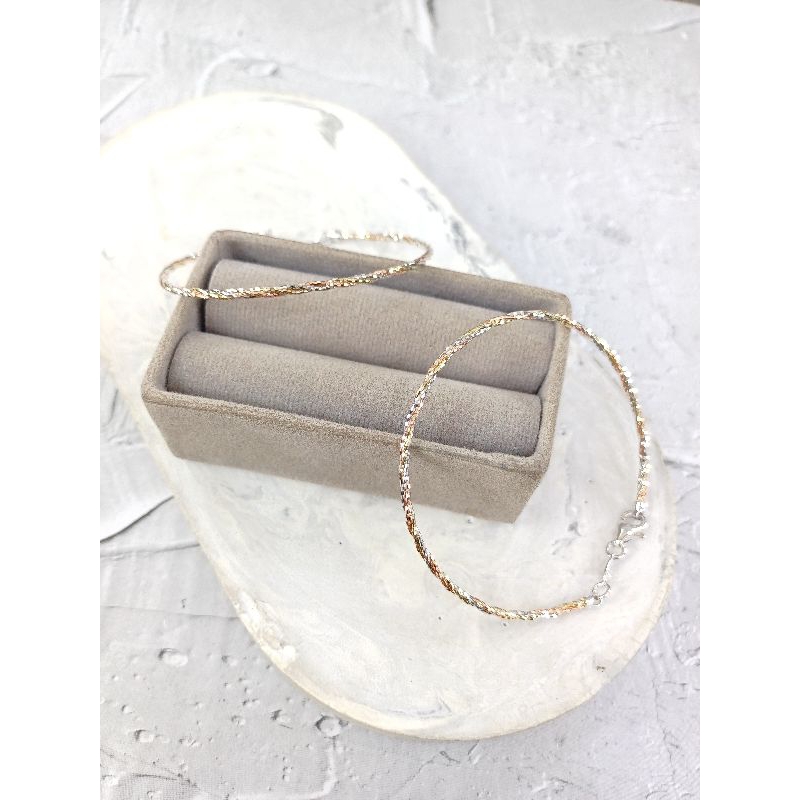 Gelang tangan choker lilit kombinasi 3 warna Emas Asli 8K