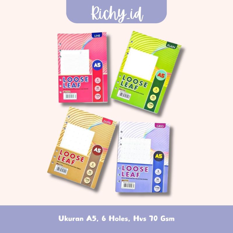 

looseleaf gasta a5 / looseleaf a5 aesthetic 6 lubang / refill binder aesthetic / looseleaf 6 holes