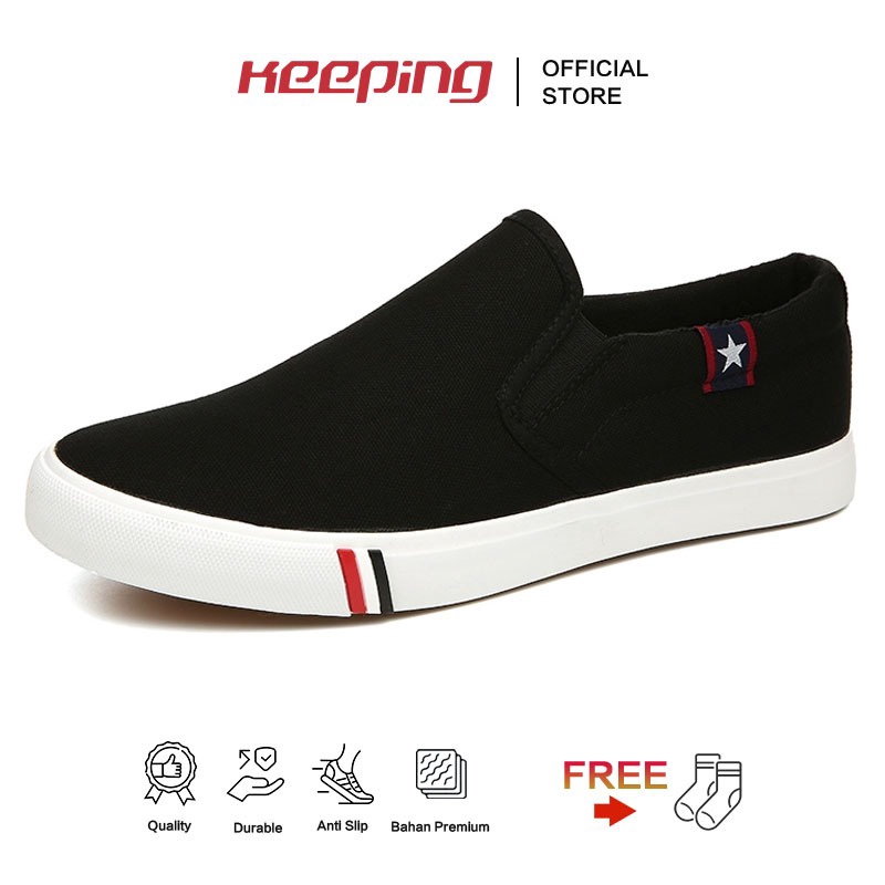 1212 FLASH SALE Keeping Sepatu Slip On Pria Original Sepatu Hitam Pria Sepatu Slop Sneakers Sepatu S