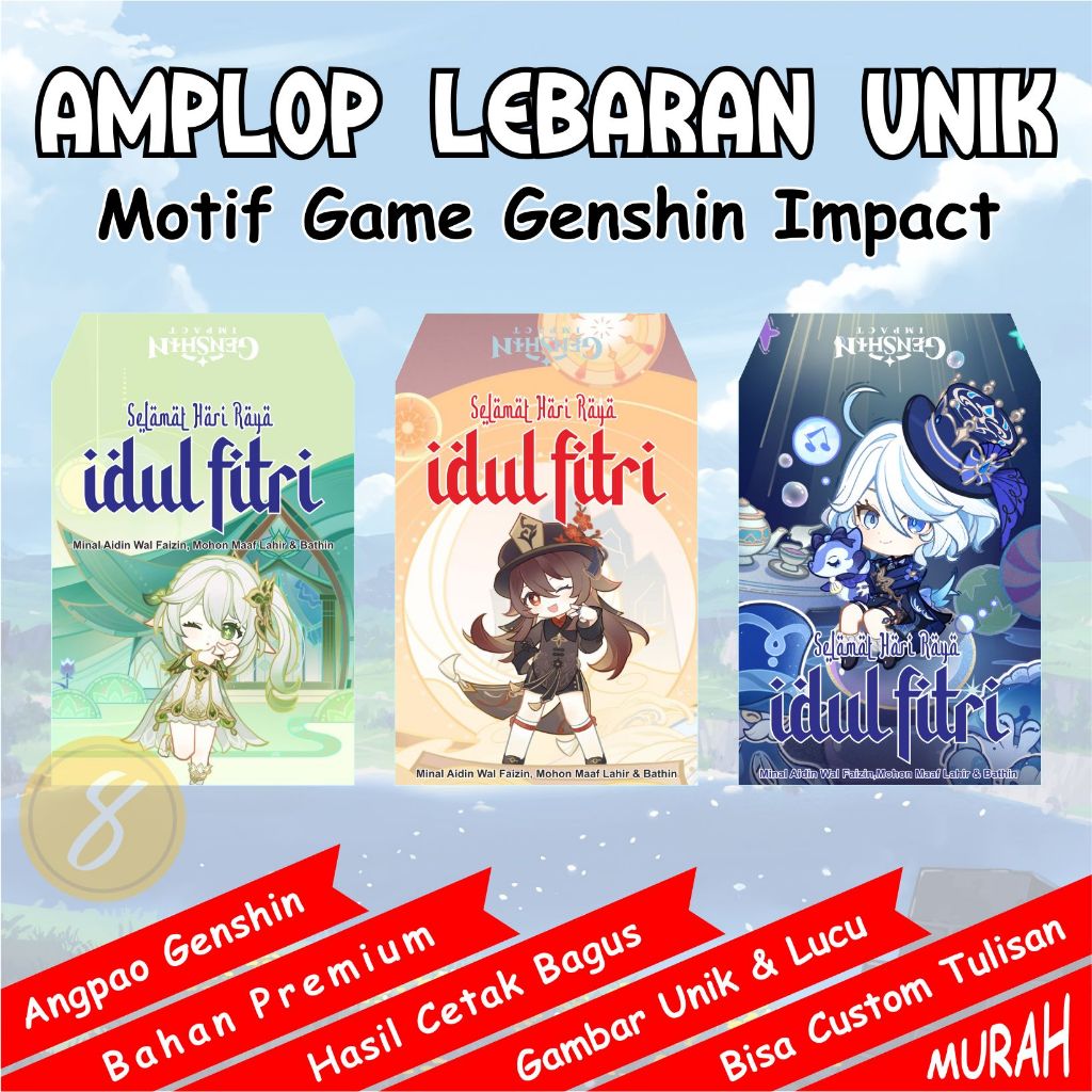 

Angpao Genshin Impact / Amplop Lebaran THR UNIK Motif Game Anime GI miHoyo hoyoverse