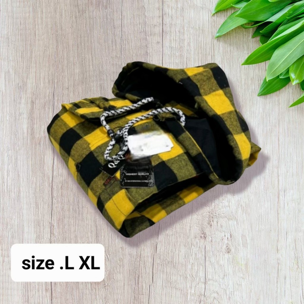 kemeja flanel hoodie / kemeja flannel kupluk / hoodie pria kotak / kemeja pria tangan panjang / othe
