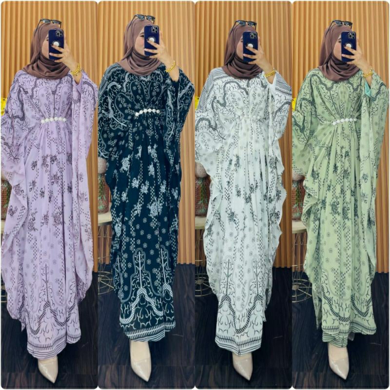 gamis kaftan wanita seruty printing ful furing premium