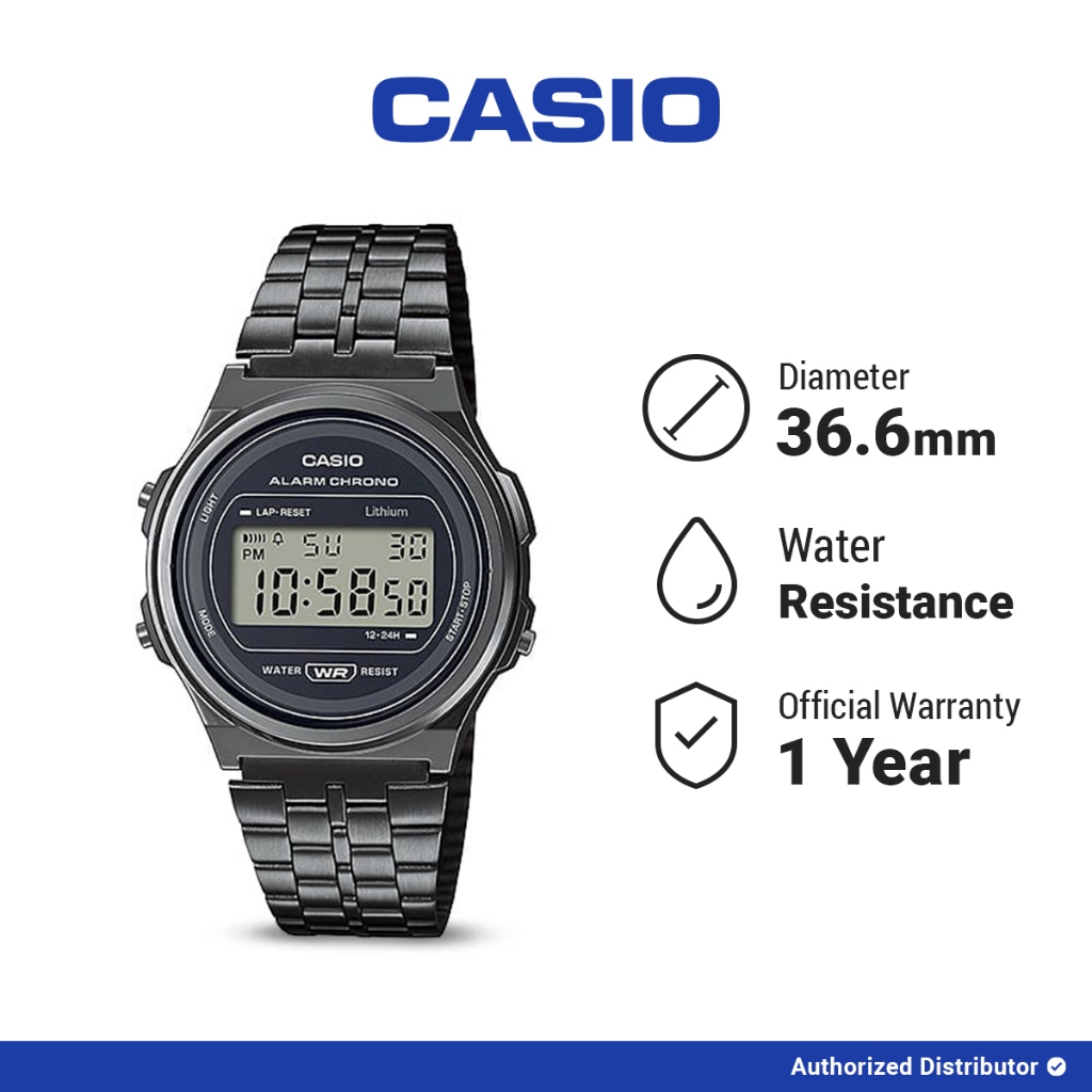 [READY INSTANT] Casio Jam Tangan A171WEGG-1ADF Digital Water Resistant