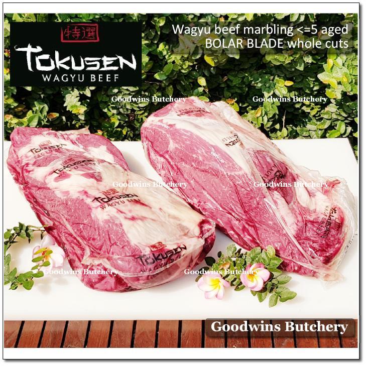 

5kg aged FROZEN wagyu beef Tokusen BOLAR BLADE marbling 5 daging sapi sampil