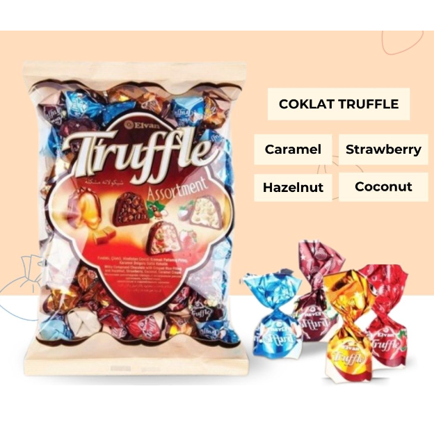 

[400gr] S109 | Coklat Elvan Arab Turki Truffle Chocolate Assortment Caramel Hazelnut Coconut Strawberry Kemasan Bag 400gr | Coklat Viral