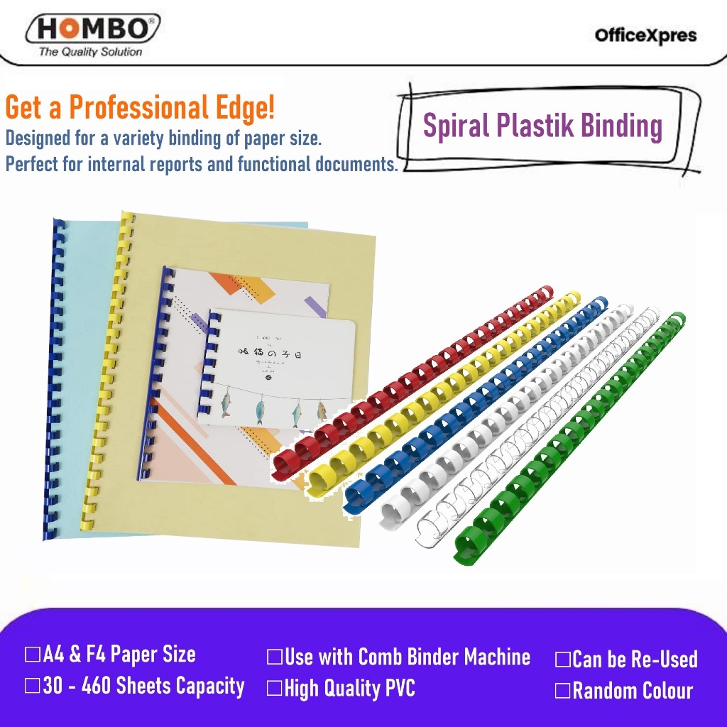 

Spiral Plastik Warna A4, F4 / Plastik Binding Warna Hombo / Spiral Warna