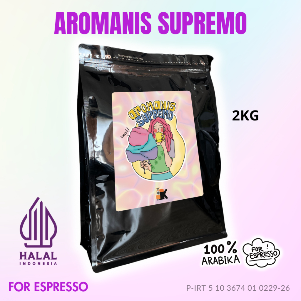 

Kieta Roastery - Biji Kopi Aromanis Supremo Blend 2kg / Bubuk Arabica Roasted Coffee Bean Espresso Based