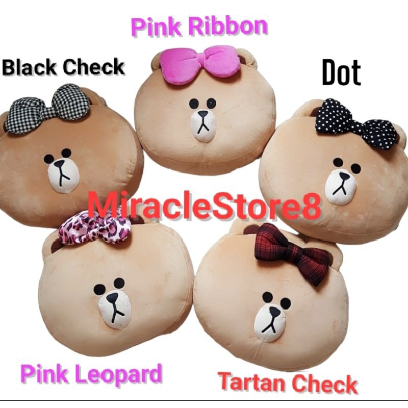 Boneka Bantal Line Choco Pink Ribbon Line Cushion