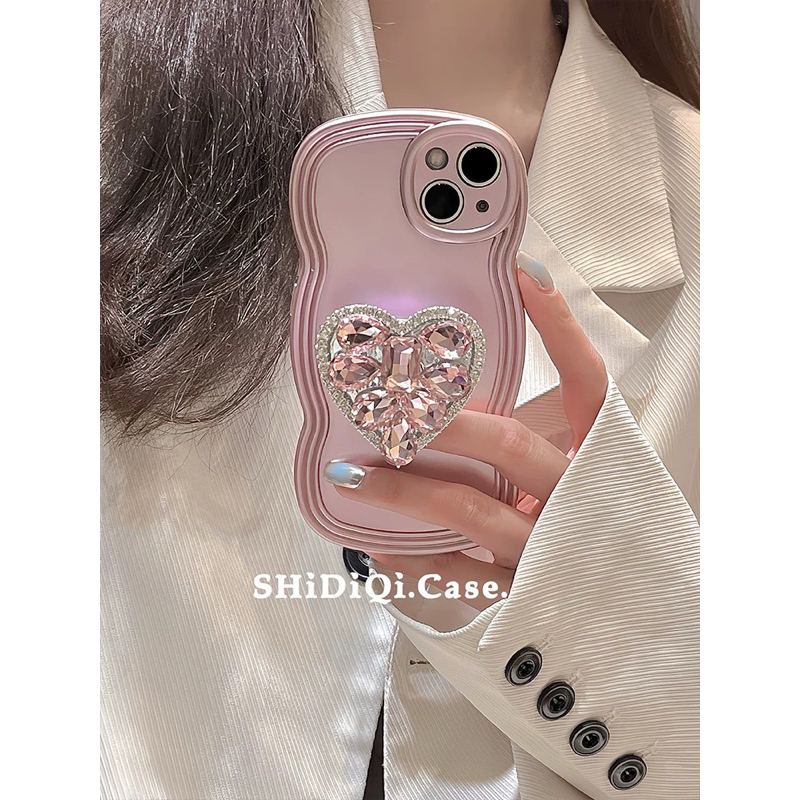 Rosegold Crystal Heart Popsocket Softcase Case HP Lucu for iphone 11 Pro Max 12 Pro Max 13 Pro Max 1
