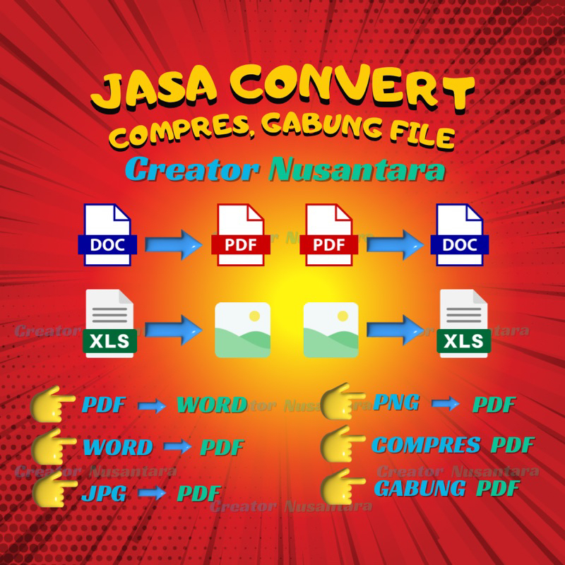 

Jasa Convert File WORD ke PDF / PDF ke WORD / JPG ke PDF / Kompres File PDF / Gabung File Jadi PDF / dll